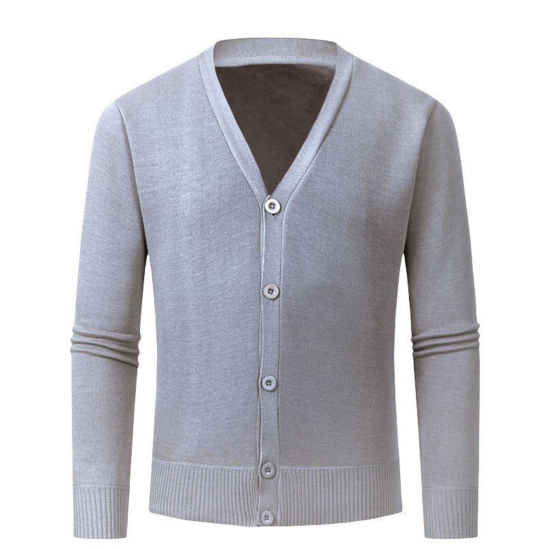 Herren Strickjacke mit V-Ausschnitt und knopflosem Design R&B