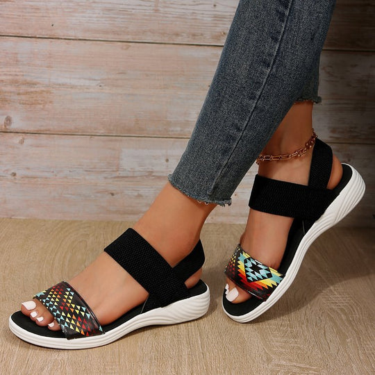 Damen Freizeitsandalen mit elastischen Riemen und rutschfester Sohle R&B