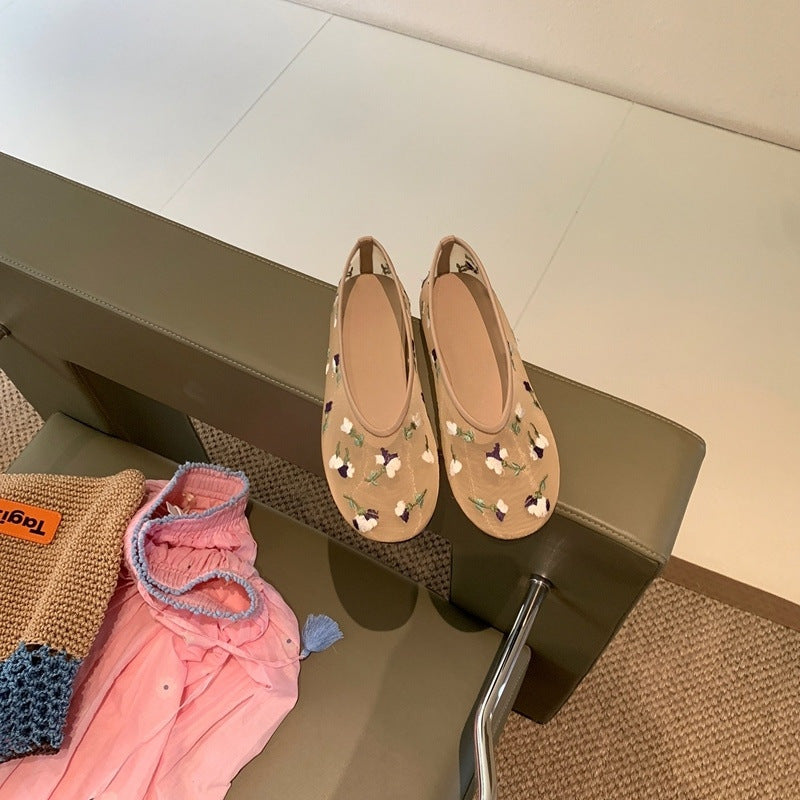 Damen Ballerinas mit floralem Stickdesign und flexiblem Komfort R&B
