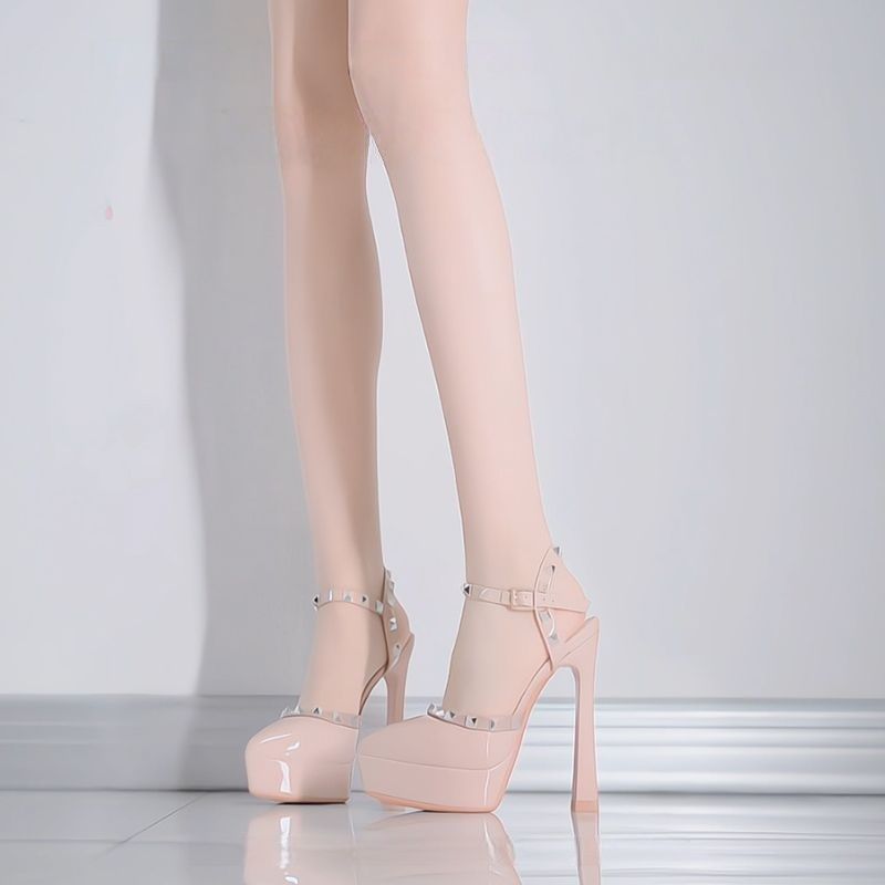 Damen Plateau High Heels mit spitzen Metallakzenten R&B
