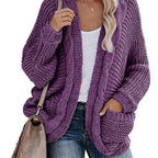 Damen Grobstrickjacke mit lässigen Konturen und großen Taschen R&B