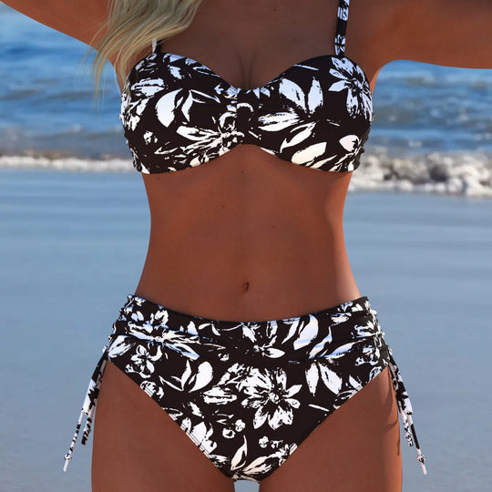 Damen Bikini-Set mit gepolstertem Balconette-Oberteil und hoch geschnittenem Höschen R&B