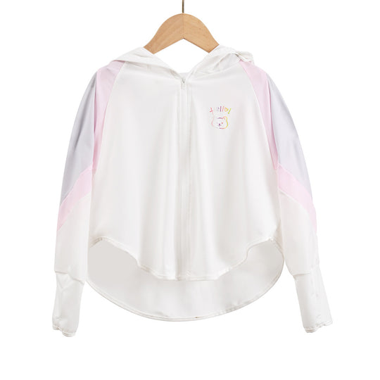 Unisex nan ultraleichte Kinder-Sonnenschutzjacke mit Kapuze, Reißverschluss, Meshfutter und Bärenstickerei  R&B