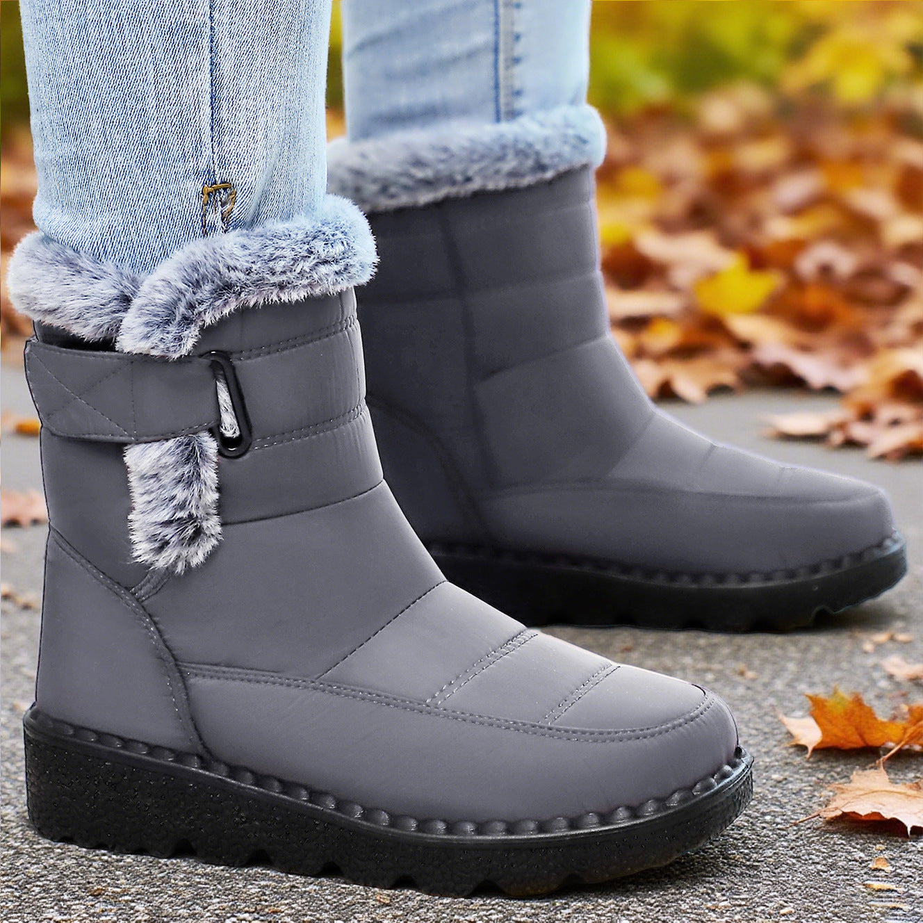 Damen Isolierte Winterstiefel mit weichem Innenfutter und praktischen Schnallen R&B