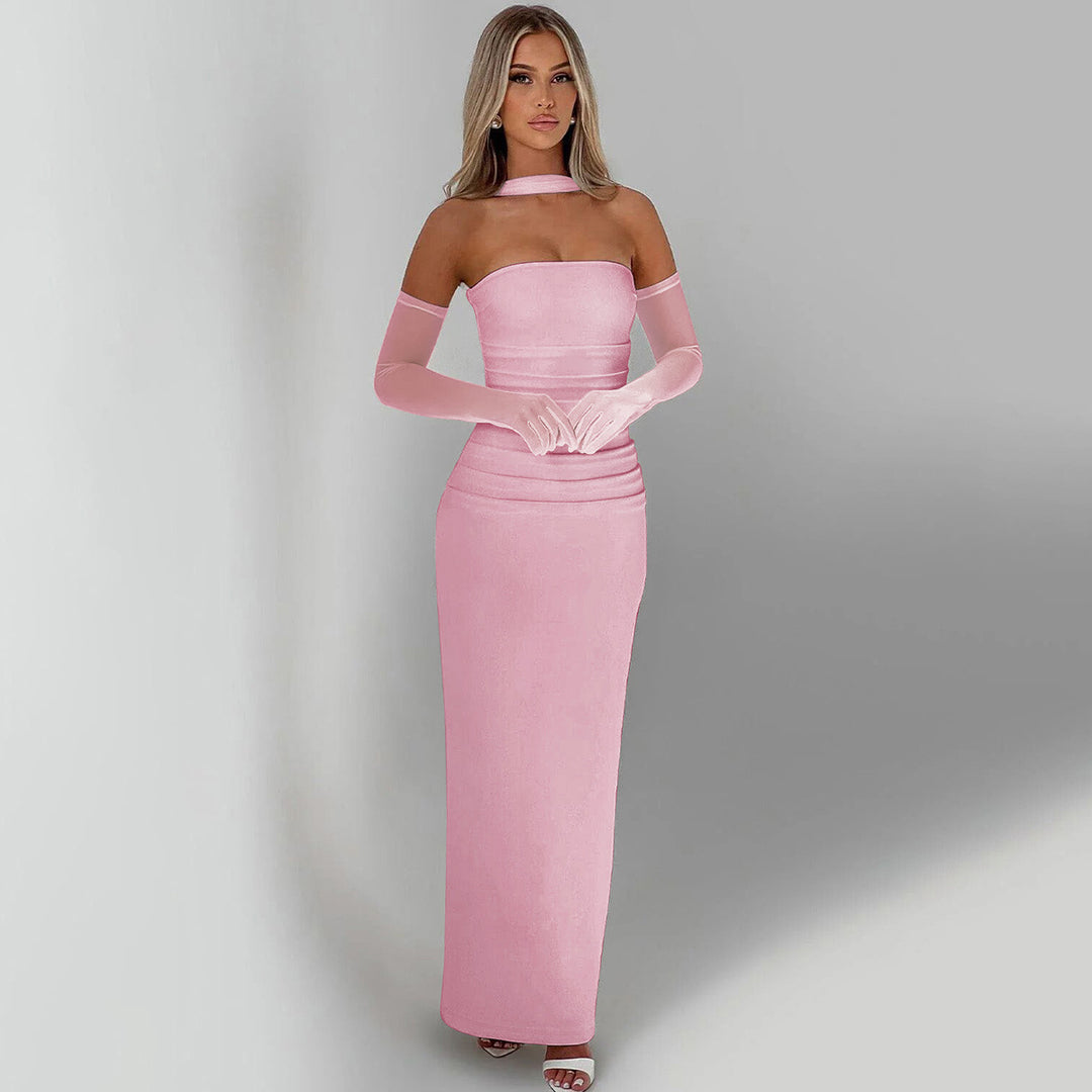 Damen Elegantes schulterfreies Abendkleid mit Flügelärmeln R&B