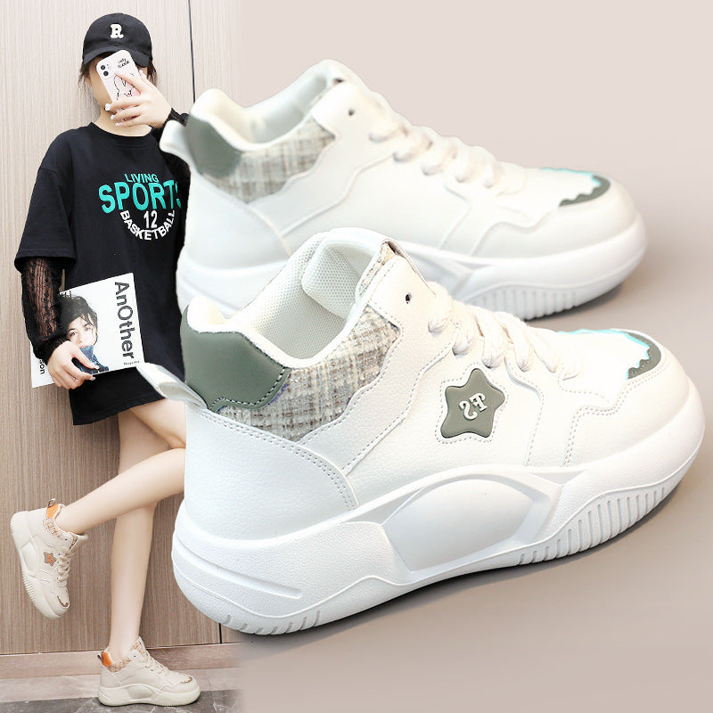 Damen modische High-Top Sneakers mit gepolstertem Kragen und rutschfester Sohle R&B