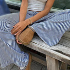 Damen Bequeme und luftige Sommerhose mit Streifenmuster und elastischem Bund R&B