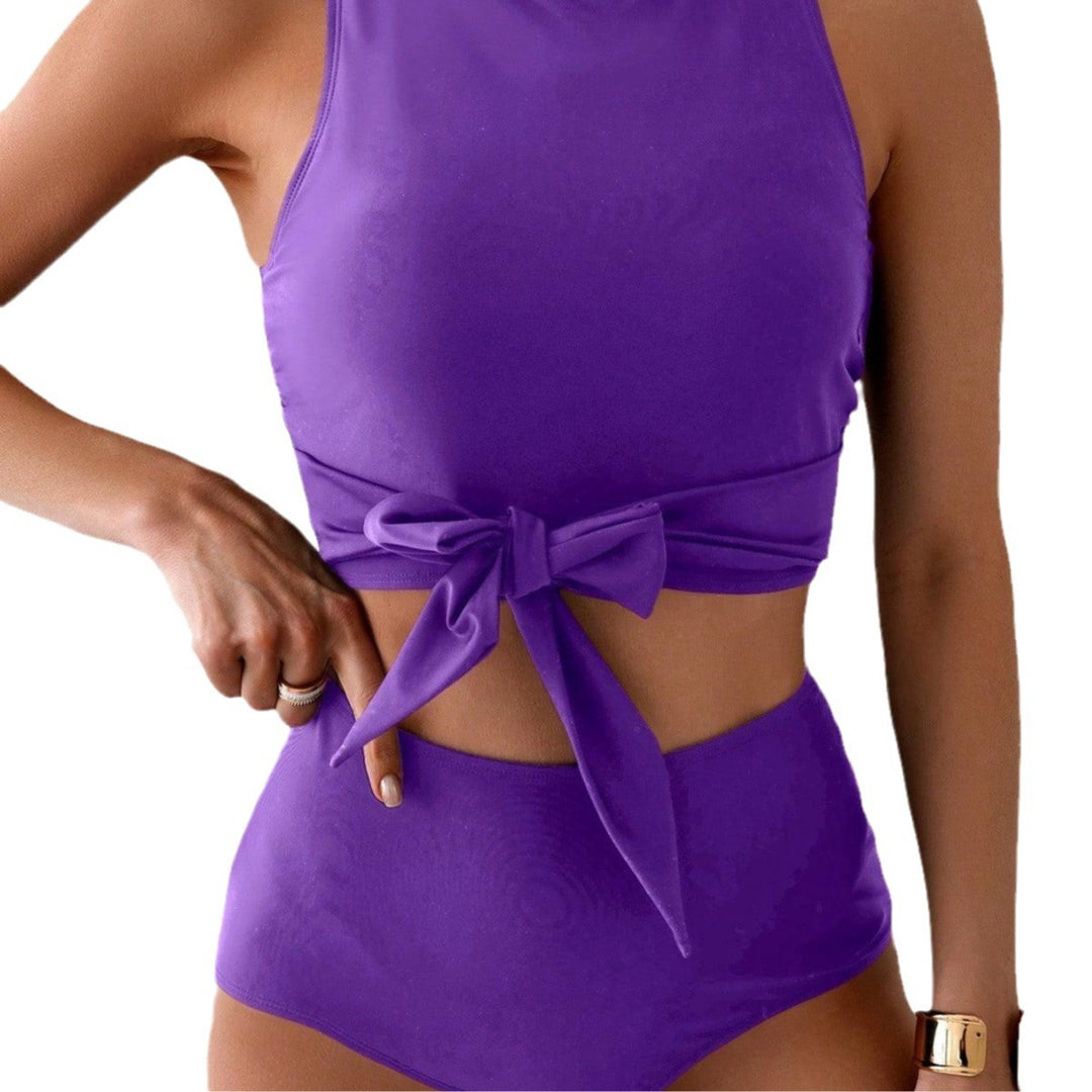 Damen Hoch tailliertes Bikini-Set mit modischem Knoten-Detail R&B