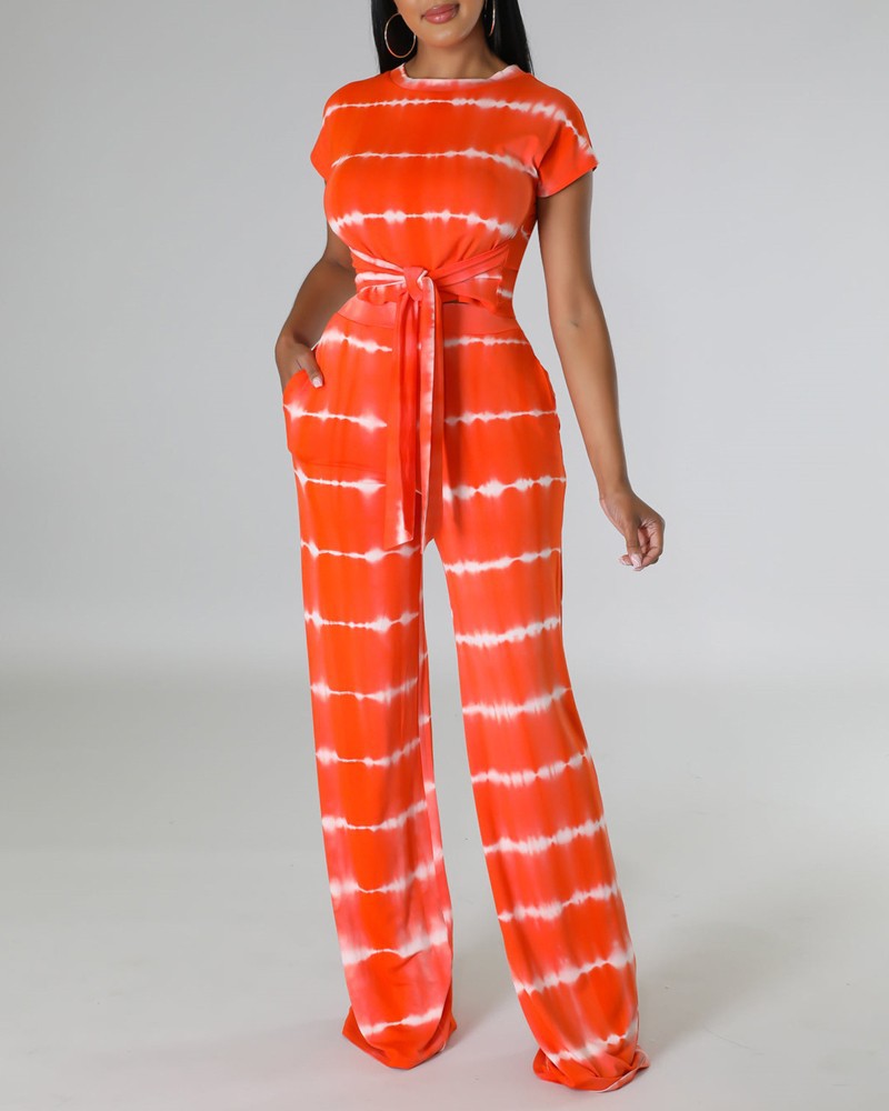 Damen elegantes Jumpsuit mit Taillengürtel und seitlichen Taschen R&B
