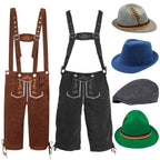 Herren nan traditionelle Trachtenlederhose mit verstellbaren Trägern und Trachtenhut R&B
