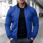 Herren nan sportlich-elegante Sweatjacke im Bomberstil mit Kontrastkragen und Zwei-Wege-Reißverschluss R&B