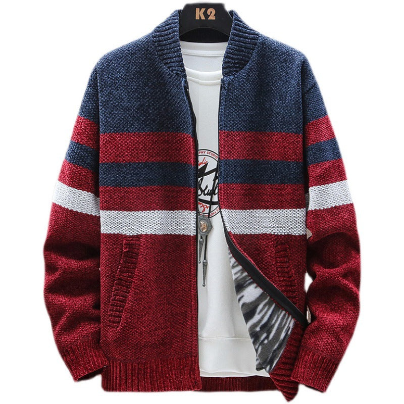 Herren lässige Strickjacke im modernen Streifenlook