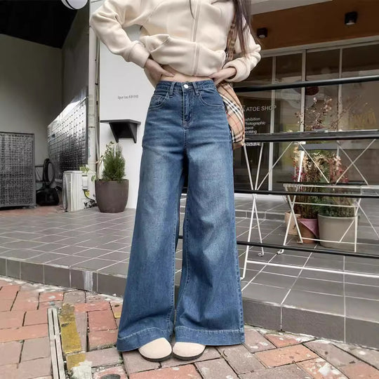 Damen weite High-Waist Jeans mit einzigartigem Schnitt und komfortablem Design R&B