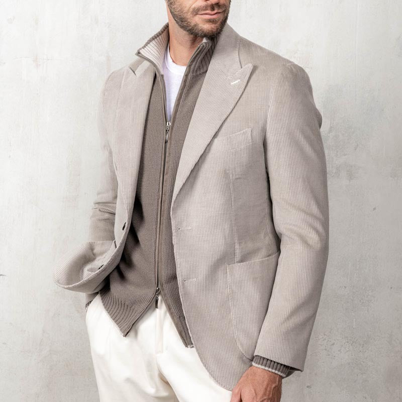 Herren Cordblazer – eleganter Herren Blazer mit Reißverschluss