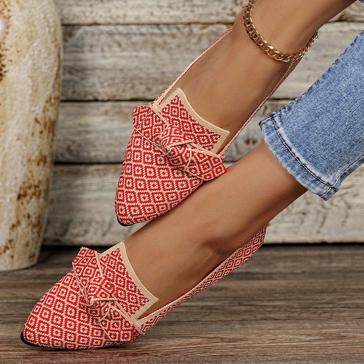 Damen Flache Slipper mit elegantem Muster R&B