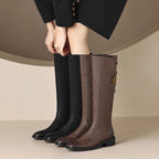 Damen Elegante Reiterstiefel mit seitlichem Reißverschluss und komfortabeler Sohle