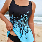 Damen Tankini-Set mit eleganter Flatteroptik und modernem Tiermotiv R&B