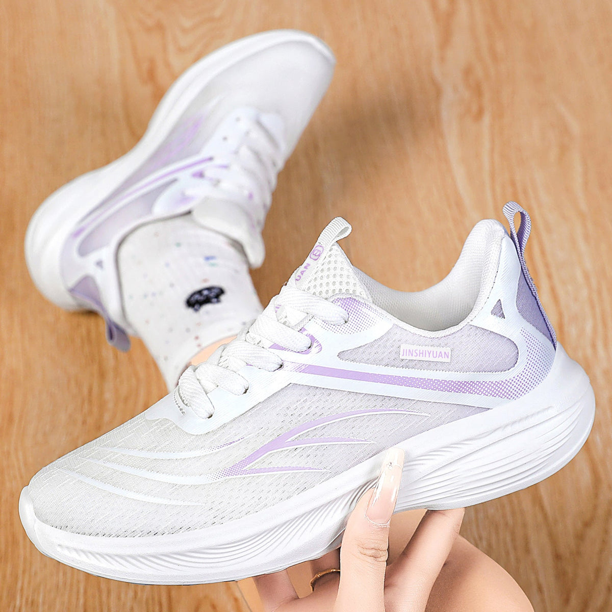 Damen nan atmungsaktiver Lightweight-Laufschuh mit dämpfender Wellen-EVA-Sohle und nahtlosem Mesh-Obermaterial R&B