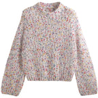 Damen modischer Pullover mit buntem Strukturstrick und Rundhalsausschnitt R&B