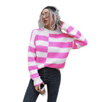 Damen Lässiger Streifenpullover mit weichem Material und lässigem Schnitt R&B
