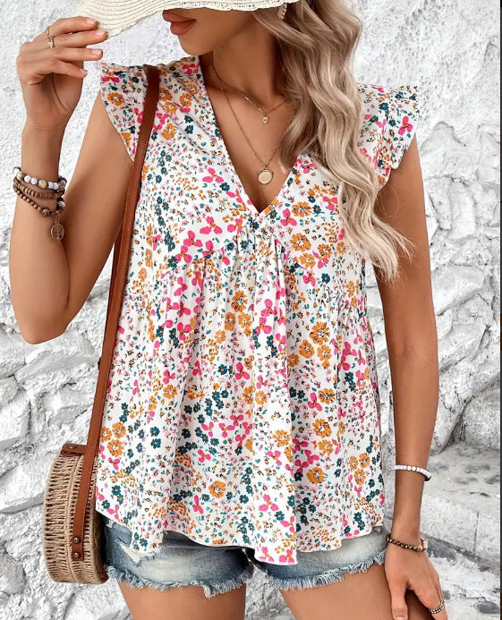 Damen Bluse mit floralem Design und voluminösen Ärmeln R&B