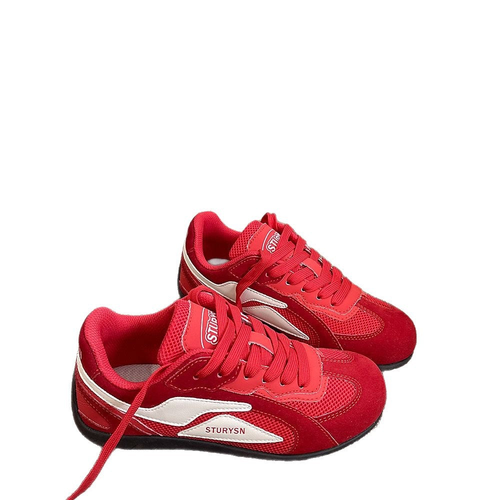 Damen Sportliche Sneaker mit weicher Veloursoberfläche und atmungsaktiver Netzstruktur