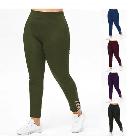Damen Sportliche Leggings mit Schnürdetails R&B