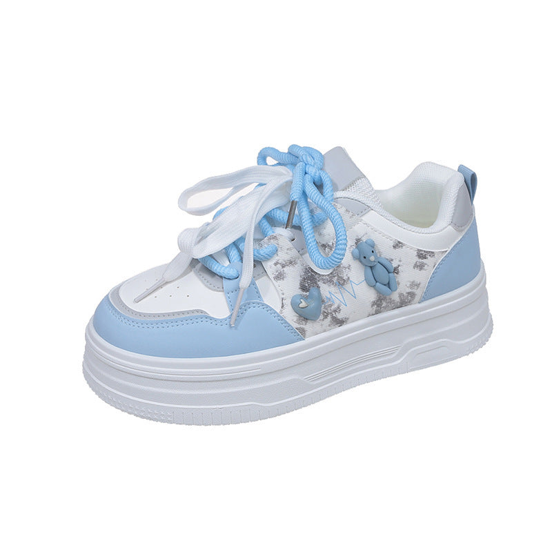 Damen Sportliche Sneaker mit verspieltem Bärenmotiv und dickem Absatz R&B