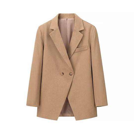 Damen eleganter Oversized-Blazer mit doppelter Knopfleiste und praktischen Taschen R&B