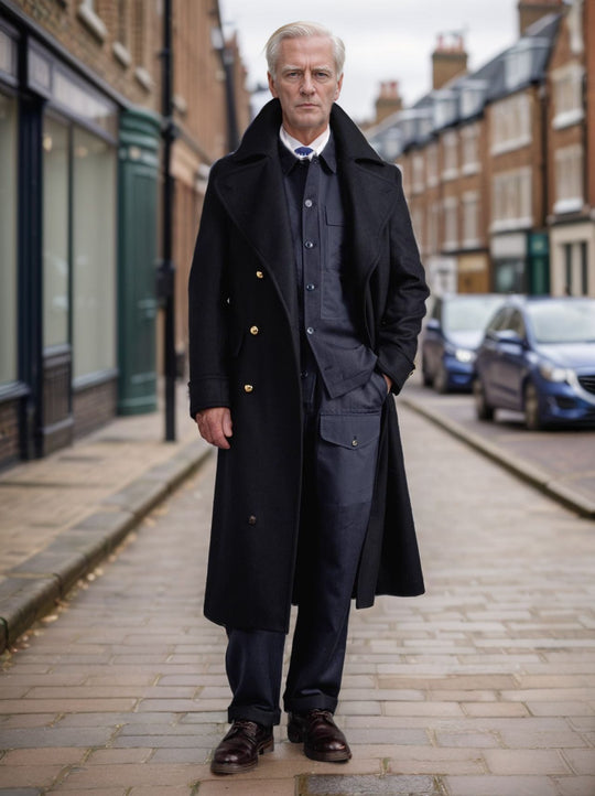 Herren eleganter und stilvoller Dufflecoat mit modernen Akzenten R&B