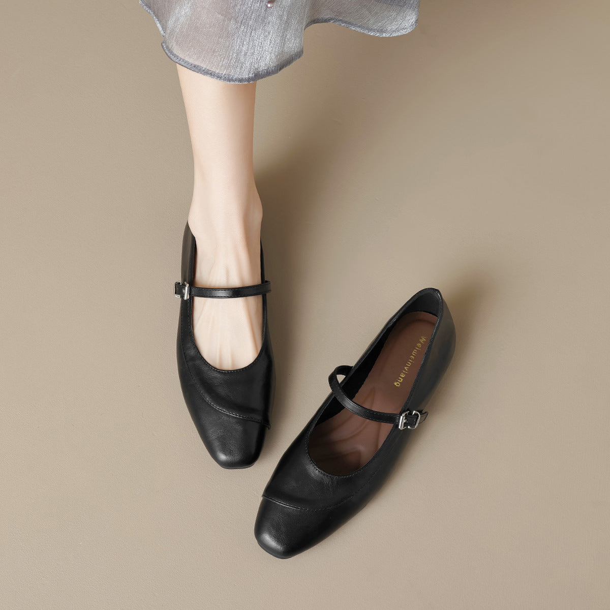 Damen elegante Ballerinas mit modischem Riemchen