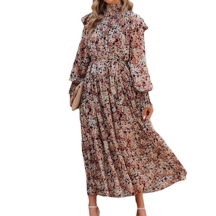 Damen Maxikleid mit Rüschen und eleganten floralem Muster R&B