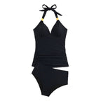 Damen Tankini mit tiefem V-Ausschnitt und dekorativem Knoten R&B