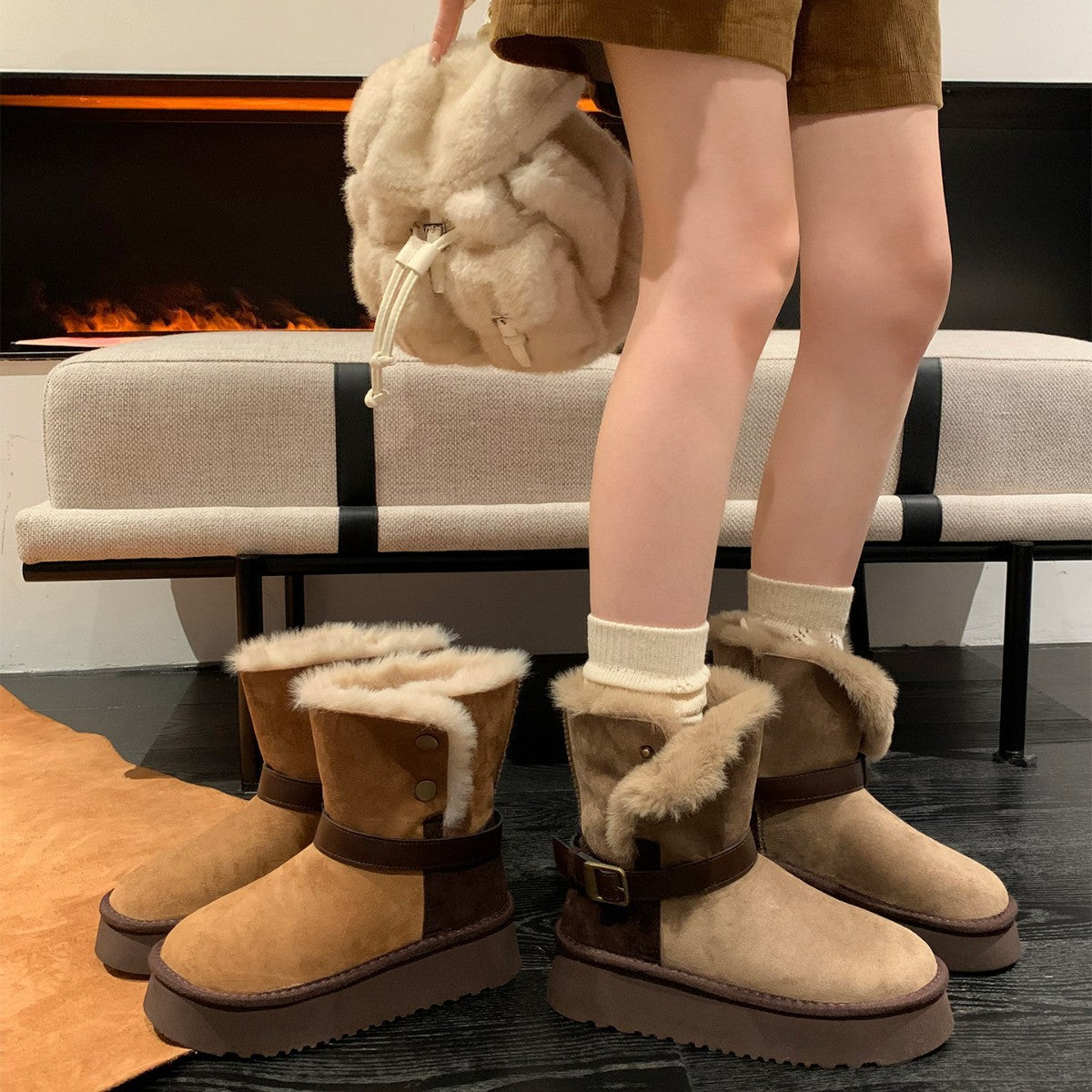 Damen kuschelige Winterstiefel mit warmem Futter und stylishen Details R&B