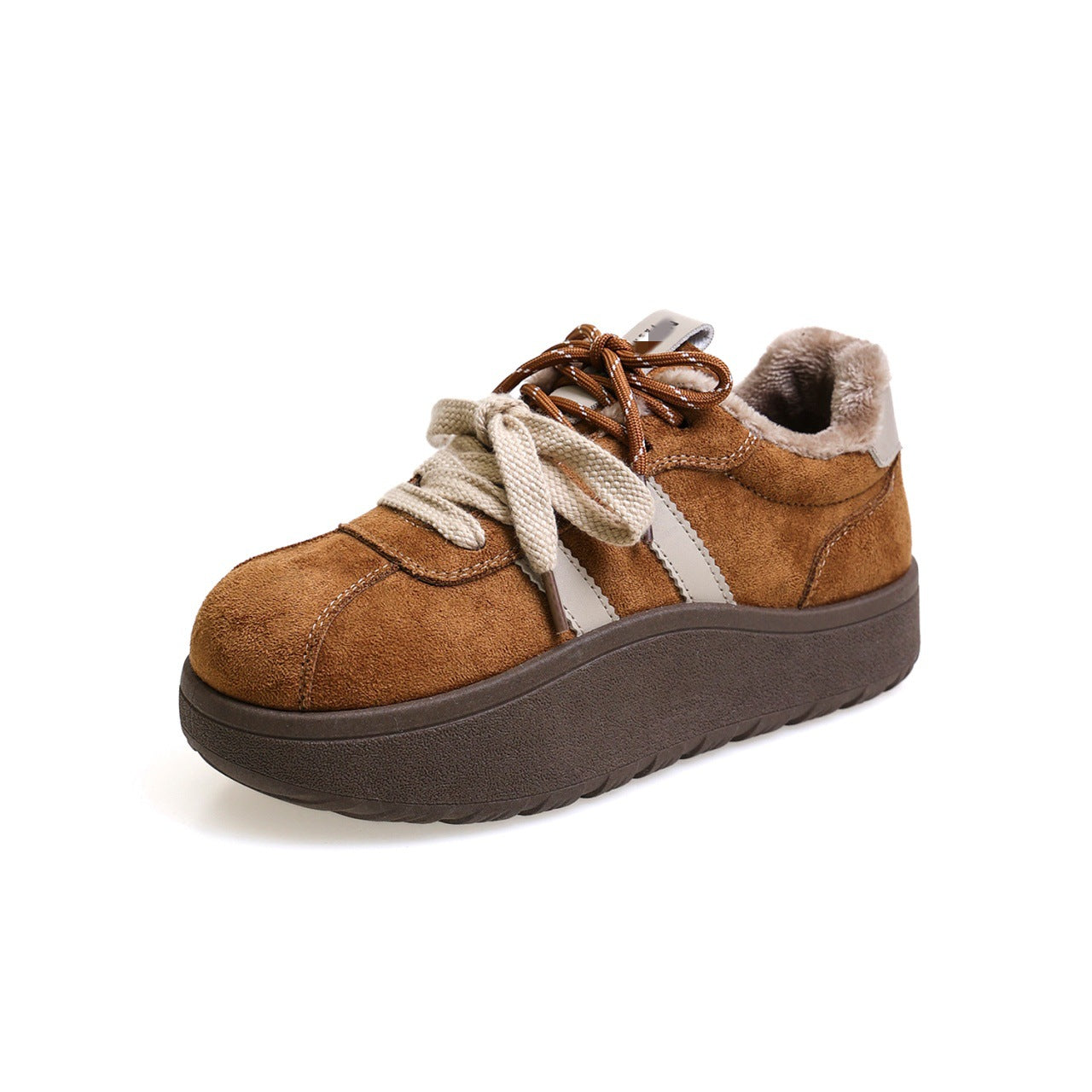 Damen warme und bequeme Sneaker mit gepolstertem Innenfutter und robustem Plateau R&B