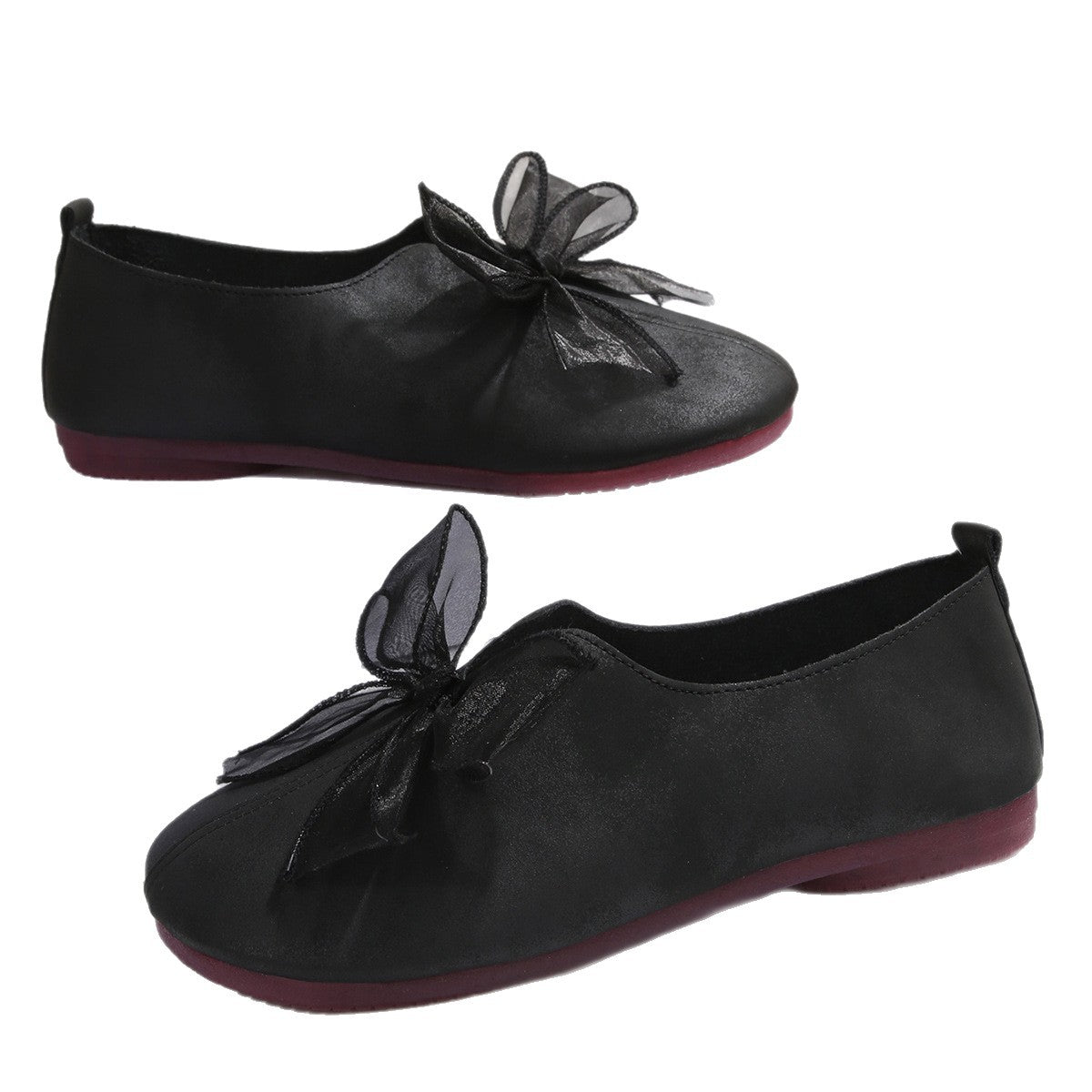 Damen elegante Ballerinas mit grosser Schleifenapplikation und weichem Innenfutter R&B