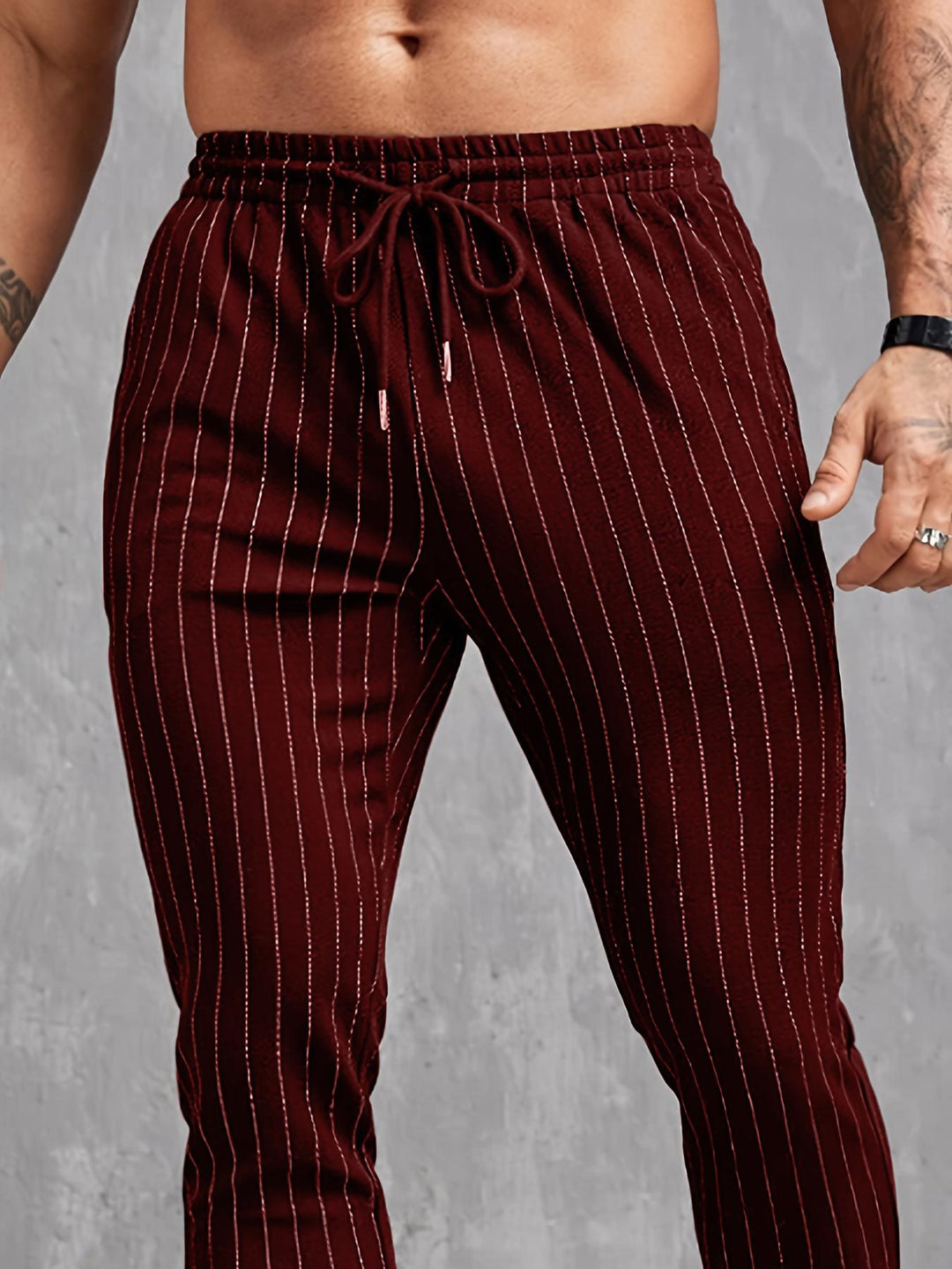 Herren moderne Lounge-Hose mit elastischem Bund und dekorativen Streifen R&B