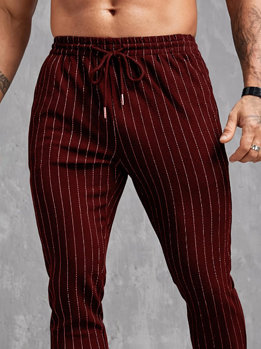 Herren moderne Lounge-Hose mit elastischem Bund und dekorativen Streifen R&B