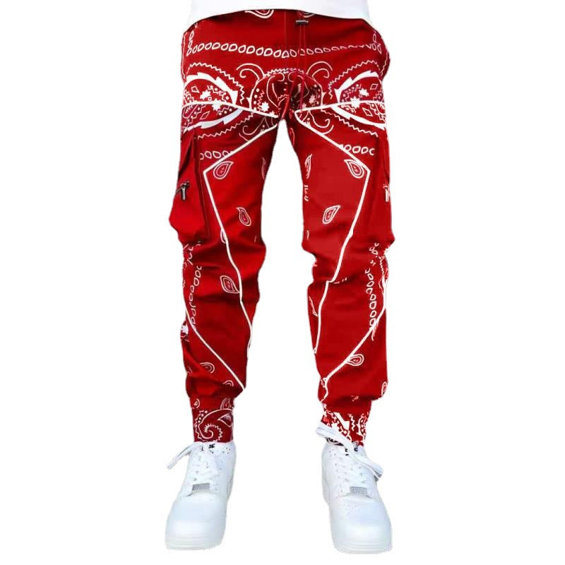 Herren nan Bandana-Cargo-Jogginghose mit Kordelzug und elastischen Bündchen R&B