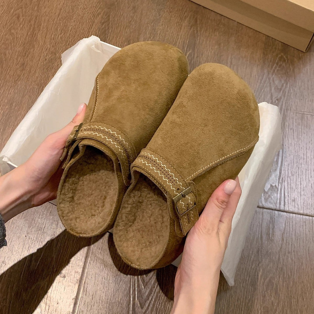 Damen Komfort Clogs mit warmem Innenfutter und modischer Schnalle R&B