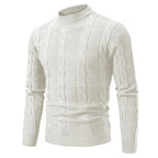 Herren Hochwertiger Grobstrickpullover mit Stehkragen und dekorativem Muster R&B