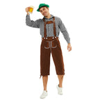 Herren nan traditionelle bayerische Trachtenlederhose knielang mit bestickten Hosenträgern R&B