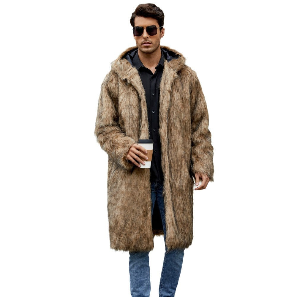 Herren Elegant gefütterter Mantel mit Kapuze R&B
