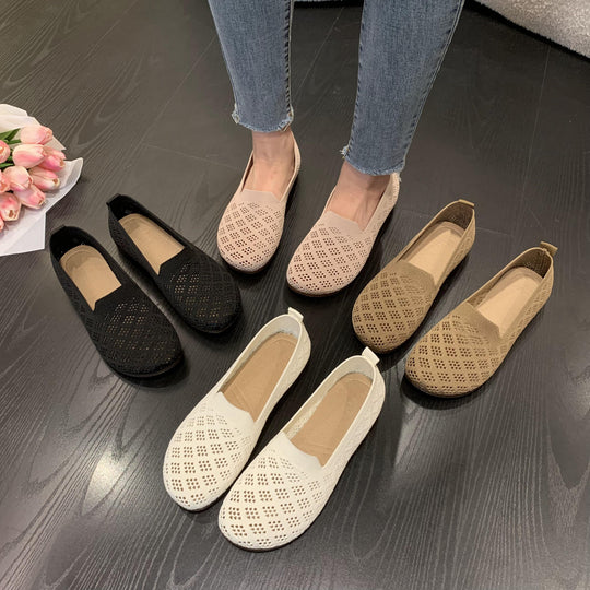 Damen luftige Mokassins mit filigranem Lochmuster R&B