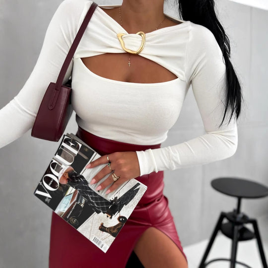 Damen Elegantes Oberteil mit dekorativem Ausschnitt R&B