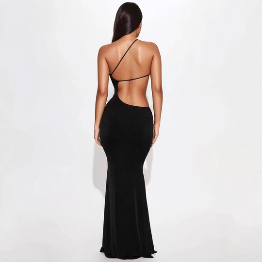 Damen figurbetontes Maxikleid mit tiefem Ausschnitt und Cut-Out-Details R&B