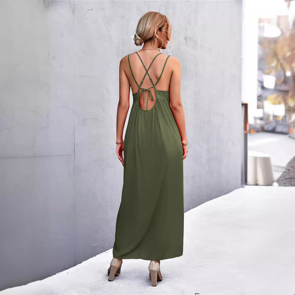 Damen Maxikleid mit feinen Spaghetti-Trägern R&B