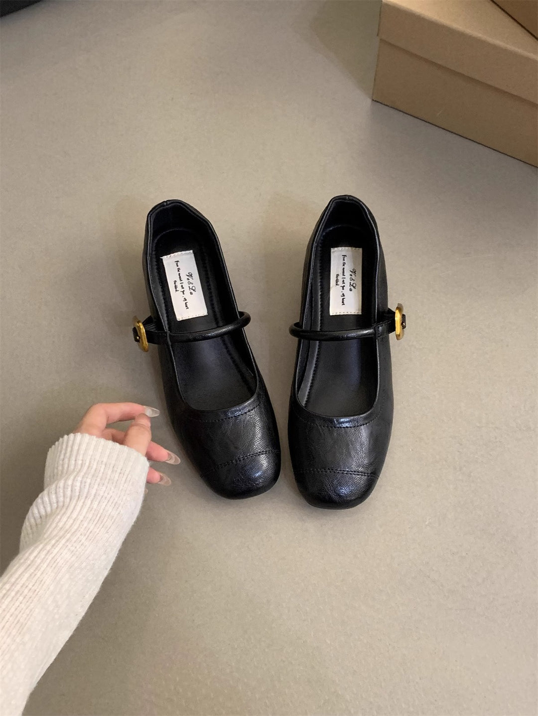 Damen Komfortable Ballerinas mit modischem Riemen und dekorativem Schnallenverschluss R&B