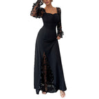 Damen Elegantes Maxikleid mit raffinierten Rüschendetails und transparenter Unterlage R&B