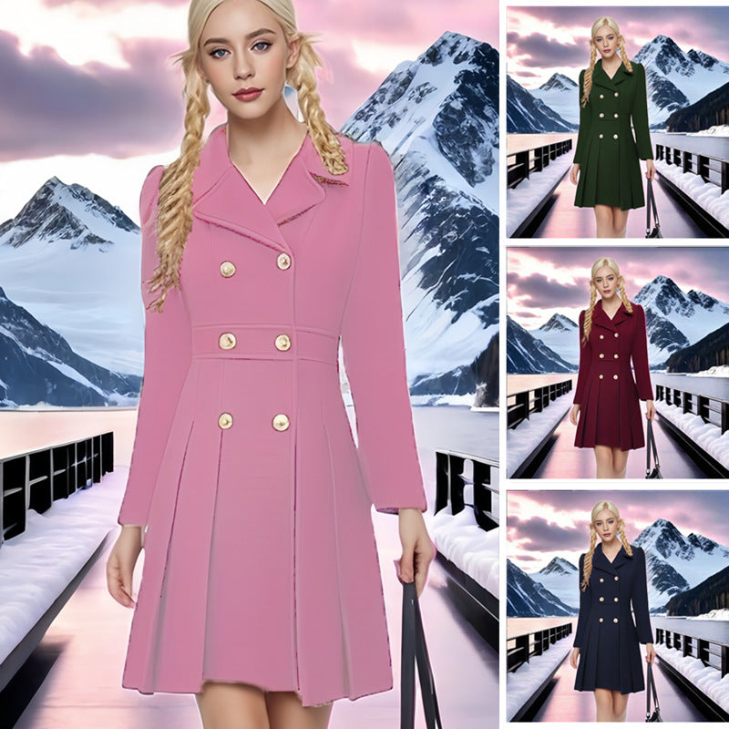 Damen Eleganter Doppelreiher-Kleidermantel R&B